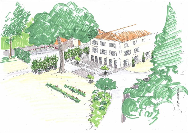 création paysagère à Collonges au Mont d'Or avec terrasse plage pour piscine